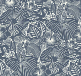 Idalia Navy Floral Flamingo Wallpaper with Tropical Animals Pattern - Brewster 4135-72716