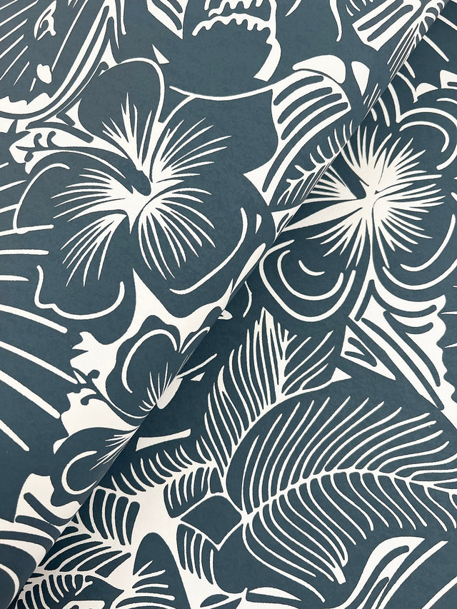 Idalia Navy Floral Flamingo Wallpaper with Tropical Animals Pattern - Brewster 4135-72716