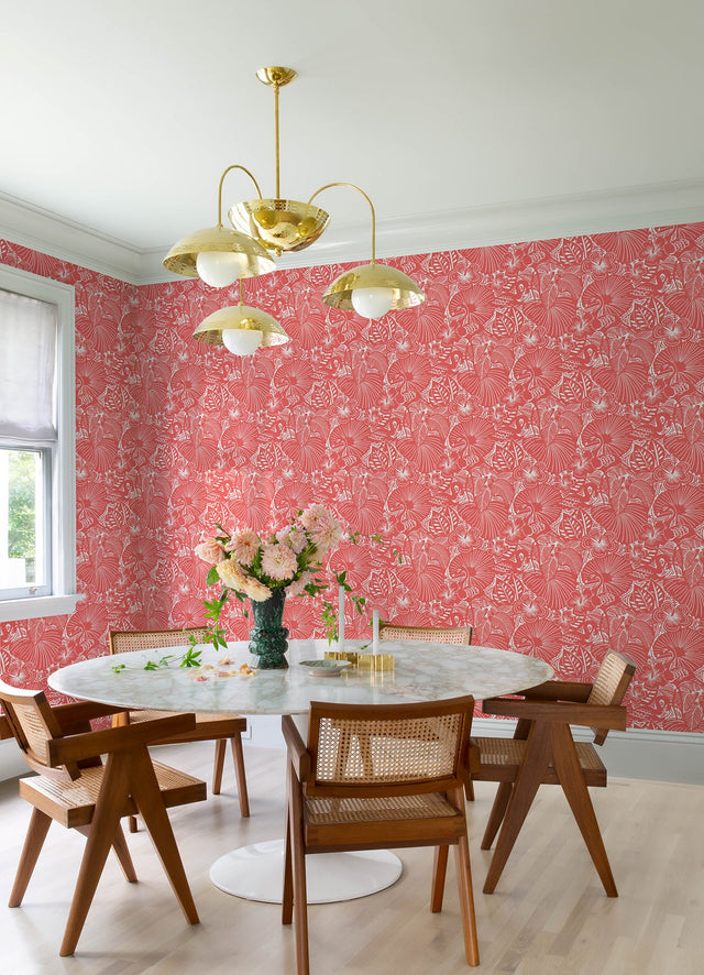 Idalia Coral Floral Flamingo Wallpaper with Tropical Animal Motif - A-Street Prints 4135-72717