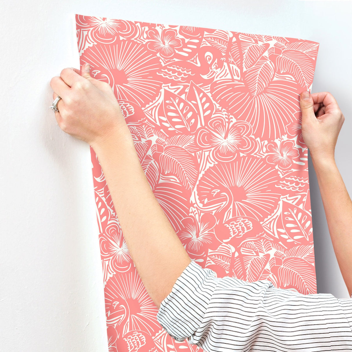 Idalia Coral Floral Flamingo Wallpaper with Tropical Animal Motif - A-Street Prints 4135-72717