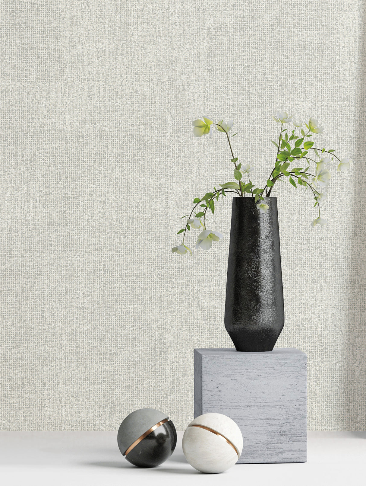 Dream Weaver Ash by Warner Faux Fabric Textured Non Woven Vinyl Wallpaper, Scrubbable and Strippable, 27-in x 27-ft - YKBX4877N