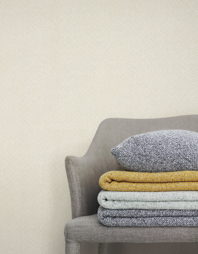 Weave It To Me Taupe Geometric Wallpaper with Fabric & Woven Texture - Warner 4140-3709