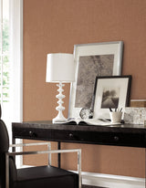 Broadwick Rust Faux Linen Wallpaper with Fabric & Woven Texture - Warner 4140-3720