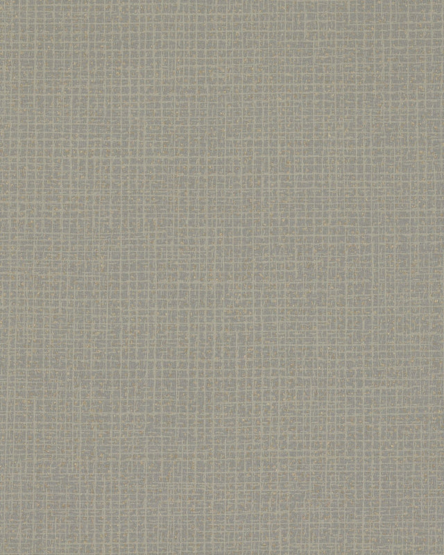 Threads Slate Faux Fabric Wallpaper with Metallic Textured Grid - Warner 4140-3762