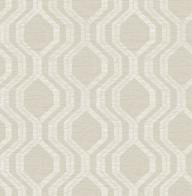 Burton Neutral Modern Ogee Wallpaper with Metallic Textured Geometric Pattern - A-Street Prints 4141-27100