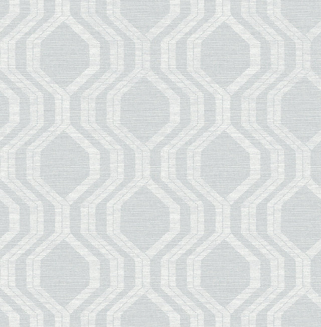 Burton Pewter Modern Ogee Wallpaper with Metallic Textured Geometric Pattern - A-Street Prints 4141-27101