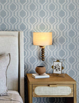 Burton Pewter Modern Ogee Wallpaper with Metallic Textured Geometric Pattern - A-Street Prints 4141-27101