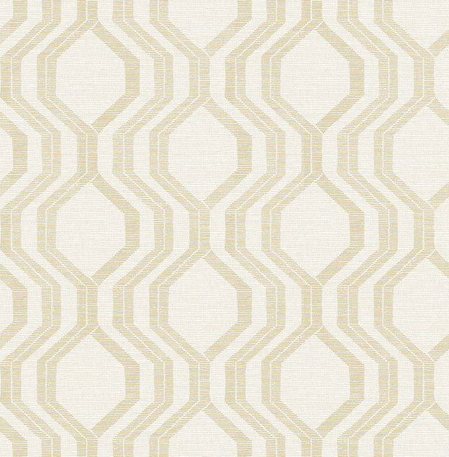 Burton Gold Modern Ogee Wallpaper with Pearlescent Geometric Texture - A-Street Prints 4141-27103