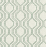 Burton Green Modern Ogee Wallpaper with Metallic Textured Ogee Pattern - A-Street Prints 4141-27105