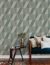 Winslow Green Geometric Faux Grasscloth Wallpaper with Masculine Graphics Style - A-Street Prints 4141-27106