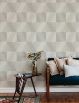 Winslow Bone Geometric Faux Grasscloth Wallpaper with Metallic Textured Raised Ink - A-Street Prints 4141-27108