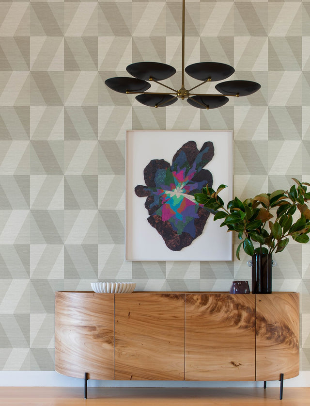Winslow Bone Geometric Faux Grasscloth Wallpaper with Metallic Textured Raised Ink - A-Street Prints 4141-27108