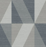 Winslow Slate Geometric Faux Grasscloth Wallpaper, Metallic Textured Geometric Style - 4141-27109