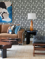 Baxter Charcoal Semicircle Mosaic Wallpaper with Modern Geometric Pattern - A-Street Prints 4141-27110