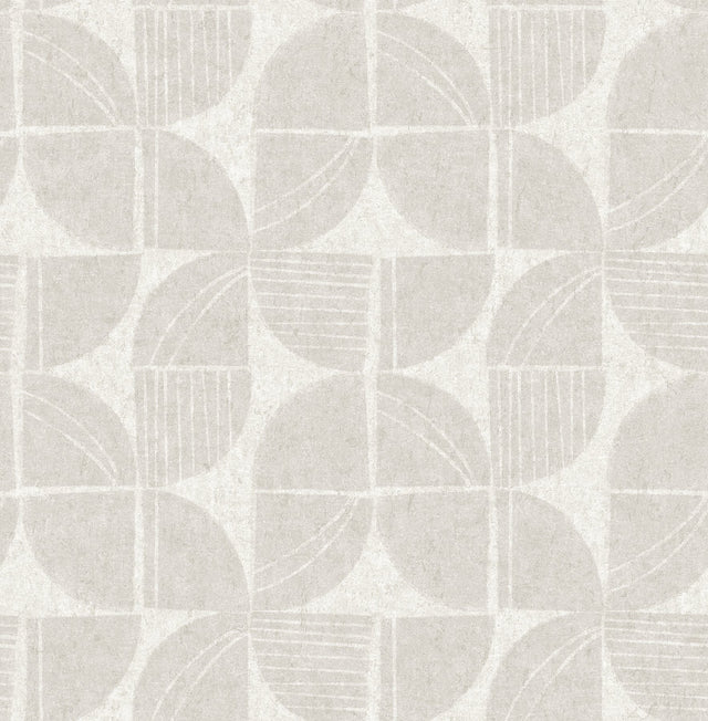 Baxter Bone Semicircle Mosaic Wallpaper with Modern Geometric Pattern - Brewster 4141-27111