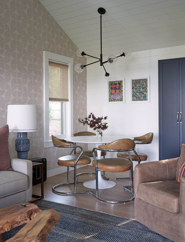 Baxter Bone Semicircle Mosaic Wallpaper with Modern Geometric Pattern - Brewster 4141-27111