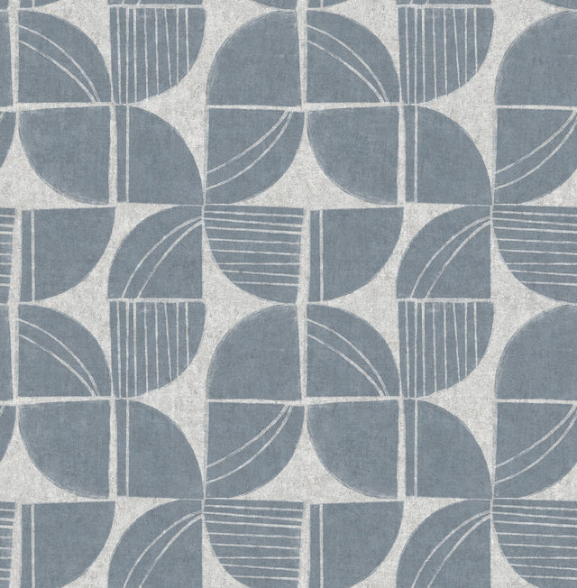 Baxter Denim Semicircle Mosaic Wallpaper with Modern Geometric Pattern - A-Street Prints 4141-27112