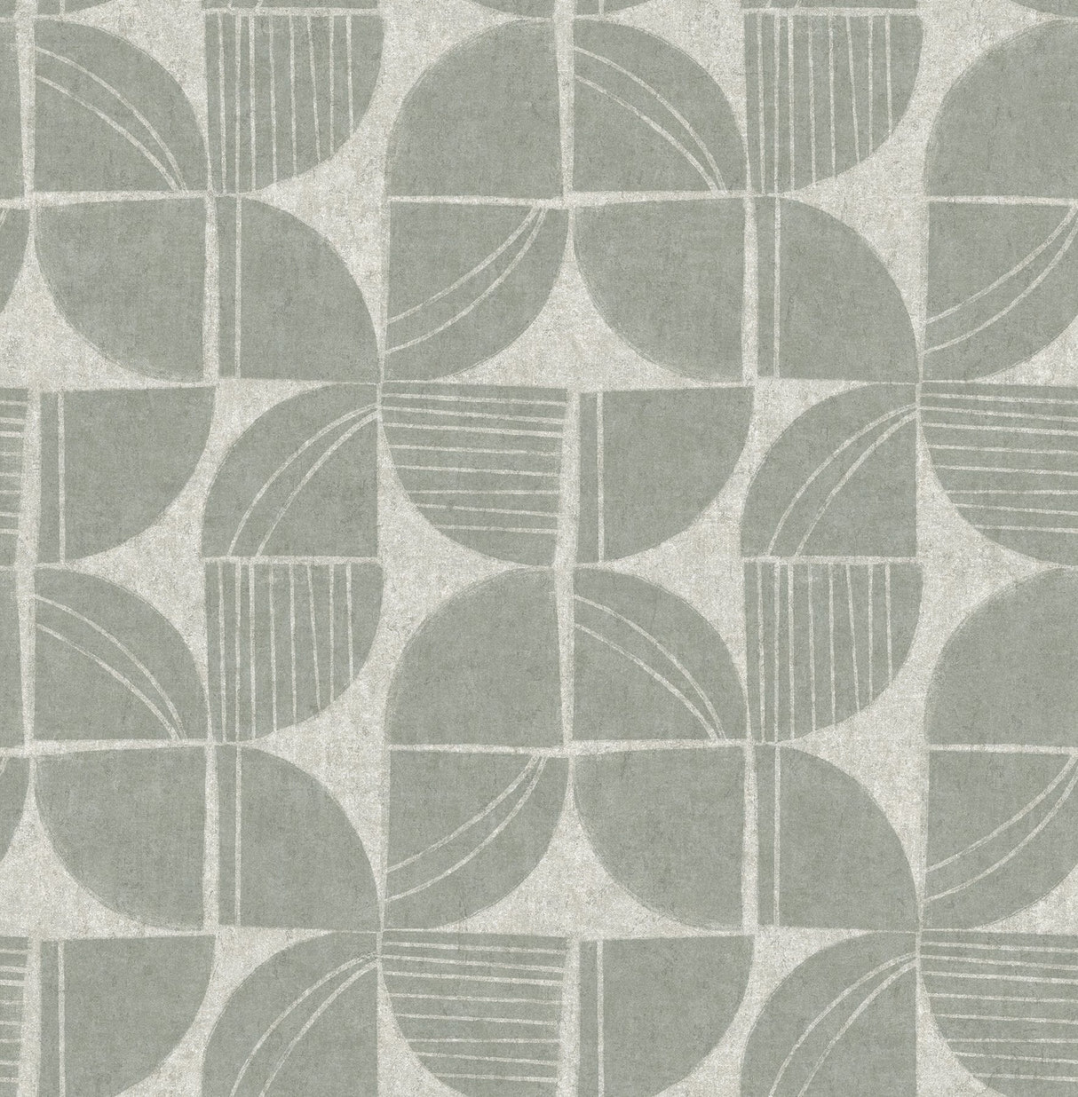 Baxter Sea Green Semicircle Mosaic Wallpaper with Modern Geometric Pattern - Brewster 4141-27113