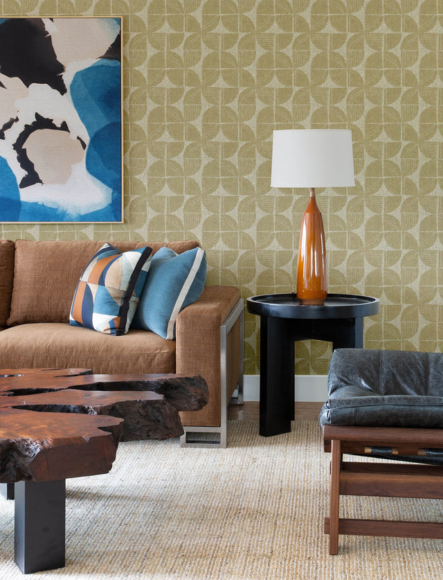 Baxter Honey Semicircle Mosaic Wallpaper with Modern Geometric Pattern - A-Street Prints 4141-27114