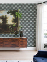 Baldwin Slate Shibori Stripe Wallpaper with Metallic Textured Stripes - A?Street Prints 4141-27115