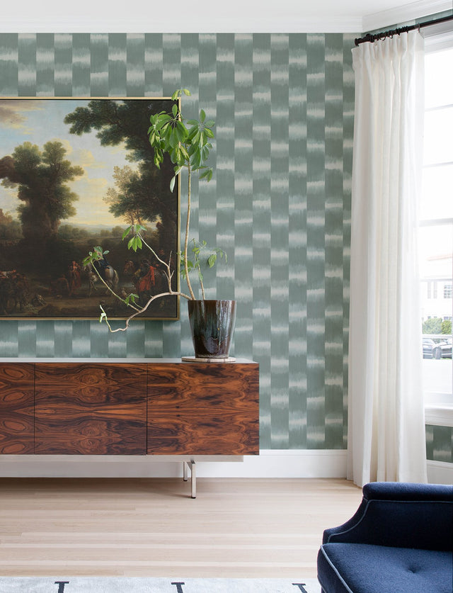 Baldwin Teal Shibori Stripe Wallpaper with Modern Graphic Stripe Pattern - A-Street Prints 4141-27116