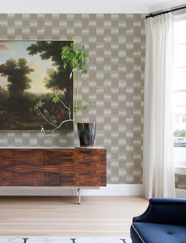 Baldwin Taupe Shibori Stripe Wallpaper with Modern Textured Raised Ink Stripes - A-Street Prints 4141-27117