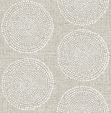 Salma Beige Medallion Wallpaper with Raised Ink Bohemian Graphic Medallions - Brewster 4141-27120