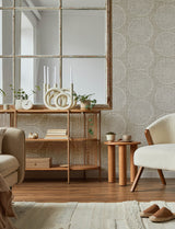 Salma Beige Medallion Wallpaper with Raised Ink Bohemian Graphic Medallions - Brewster 4141-27120