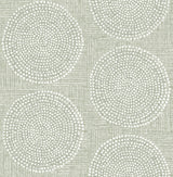 Salma Sage Medallion Wallpaper with Raised Ink Textured Bohemian Graphics - Brewster 4141-27122