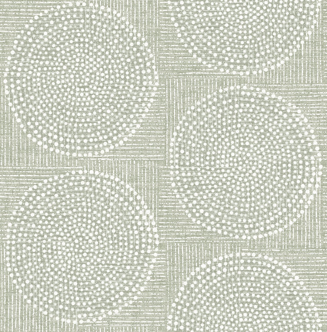 Salma Sage Medallion Wallpaper with Raised Ink Textured Bohemian Graphics - Brewster 4141-27122