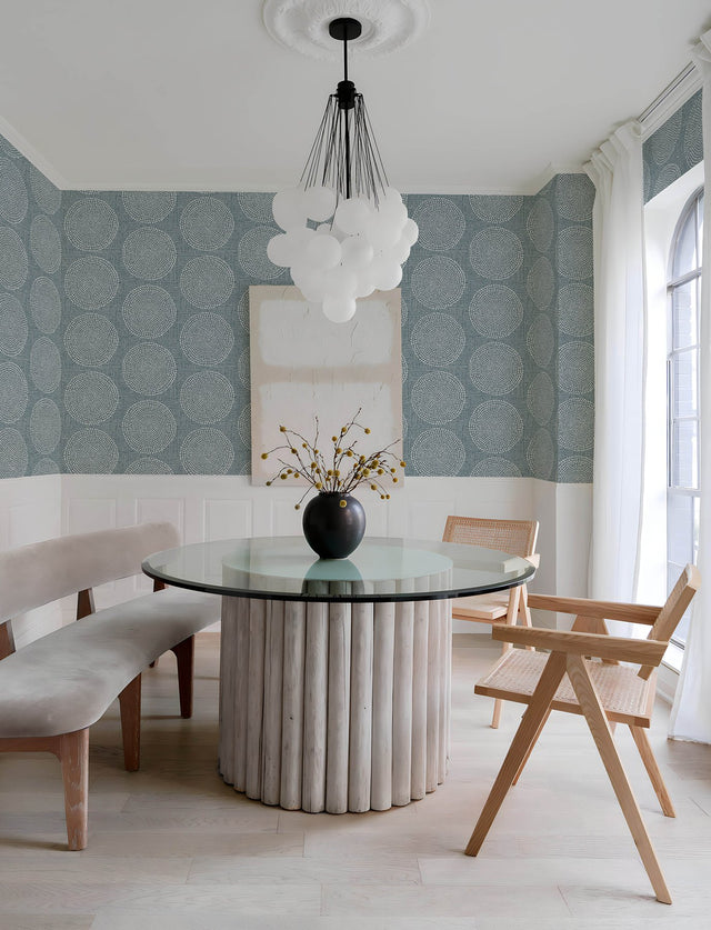 Salma Denim Medallion Wallpaper with Raised Ink Bohemian Graphics - A-Street Prints 4141-27123