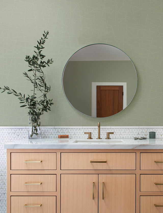 Alcott Sage Dotted Wallpaper with Metallic Geometric Dot Motif - A-Street Prints 4141-27124