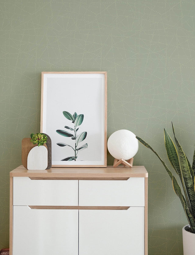 Alcott Sage Dotted Wallpaper with Metallic Geometric Dot Motif - A-Street Prints 4141-27124