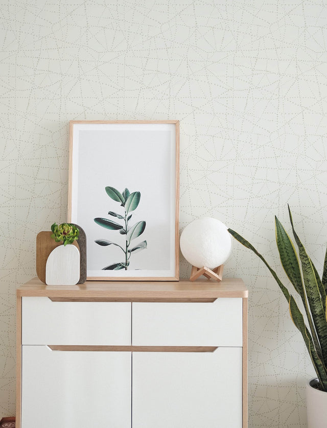 Alcott Ivory Dotted Wallpaper with Metallic Geometric Dot Pattern - A-Street Prints 4141-27125