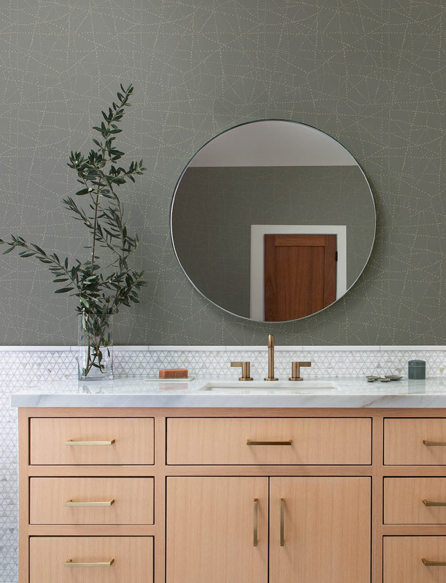 Alcott Charcoal Dotted Wallpaper with Metallic Geometric Dot Pattern - Brewster 4141-27126