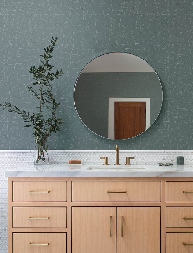 Alcott Slate Dotted Blue Wallpaper with Modern Geometric Dot Pattern - A-Street Prints 4141-27128