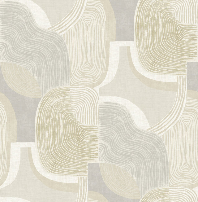 Hollace Honey Geometric Wallpaper with Metallic Modern Graphics Pattern - A-Street Prints 4141-27129