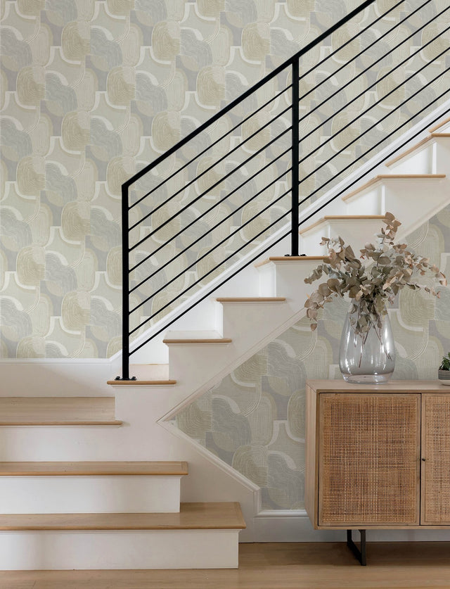 Hollace Honey Geometric Wallpaper with Metallic Modern Graphics Pattern - A-Street Prints 4141-27129