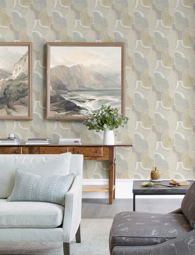 Hollace Honey Geometric Wallpaper with Metallic Modern Graphics Pattern - A-Street Prints 4141-27129