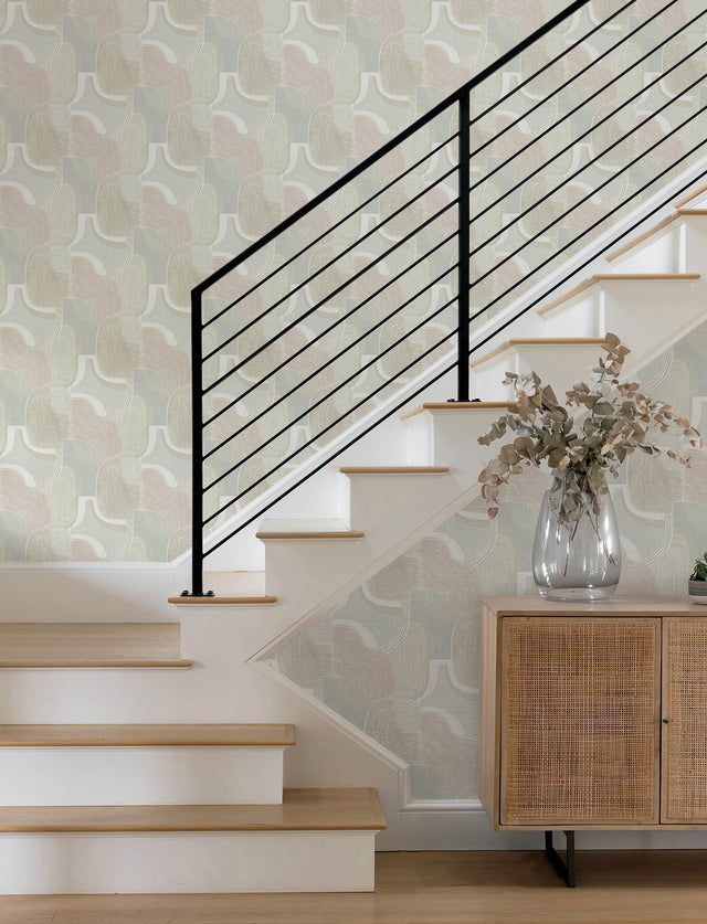 Hollace Mauve Geometric Wallpaper with Metallic Modern Graphics Pattern - A-Street Prints 4141-27130