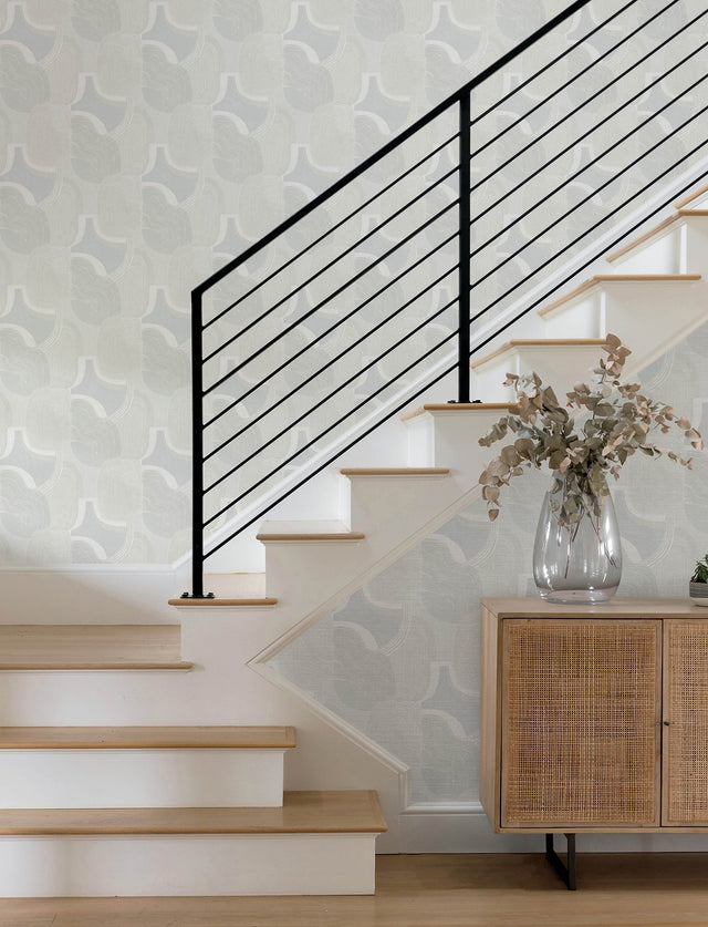 Hollace Sky Blue Geometric Wallpaper with Metallic Accents - A-Street Prints 4141-27131