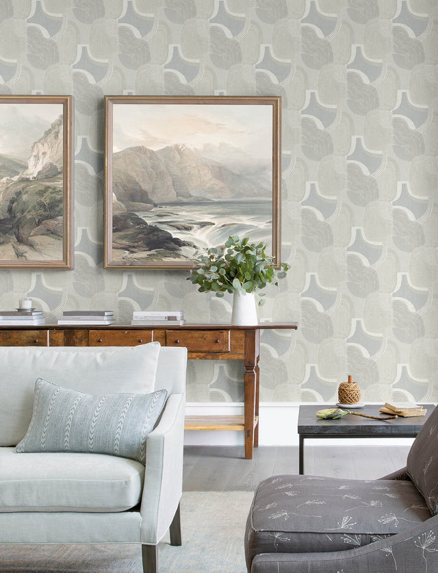 Hollace Sky Blue Geometric Wallpaper with Metallic Accents - A-Street Prints 4141-27131