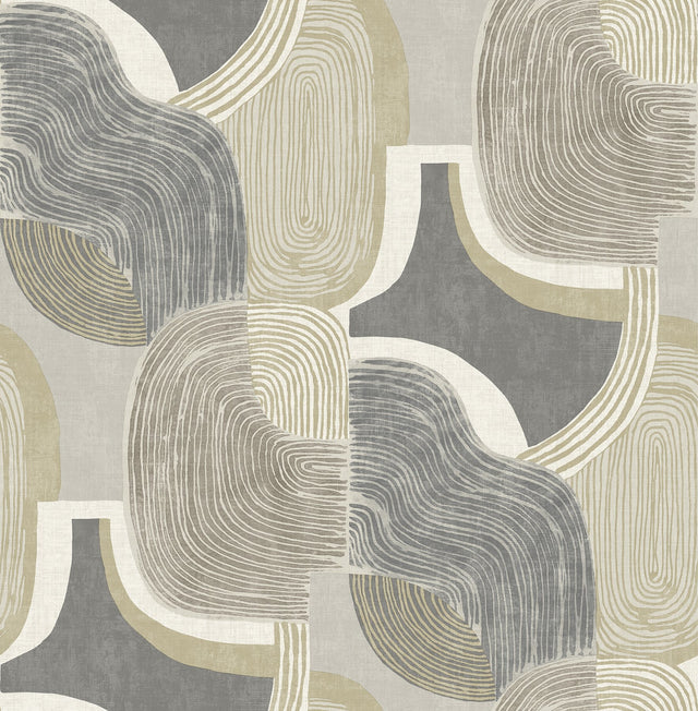 Hollace Slate Geometric Wallpaper with Metallic Modern Geometrics - A-Street Prints 4141-27132