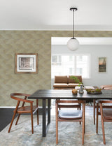 Presley Coffee Tessellation Wallpaper with Modern Geometric Faux Grasscloth - Brewster 4141-27134