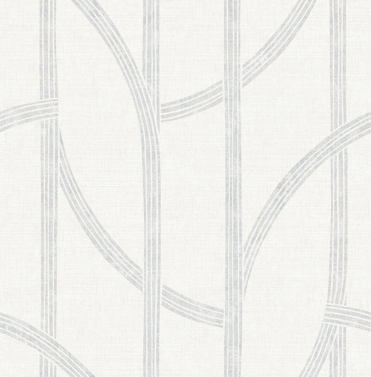 Harlow Silver Curved Contours Wallpaper with Geometric Linen-Look Pattern - A-Street Prints 4141-27138
