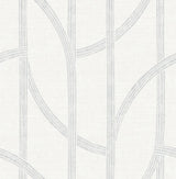 Harlow Silver Curved Contours Wallpaper with Geometric Linen-Look Pattern - A-Street Prints 4141-27138