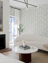 Harlow Silver Curved Contours Wallpaper with Geometric Linen-Look Pattern - A-Street Prints 4141-27138