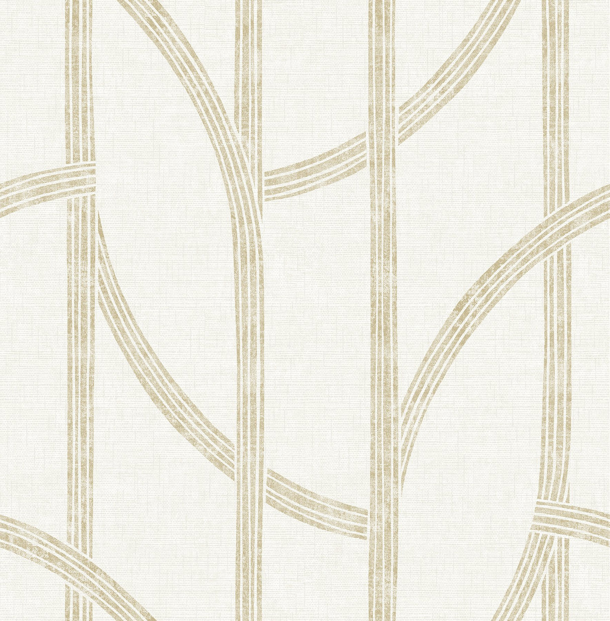 Harlow Gold Curved Contours Wallpaper with Metallic Textured Linen-Effect Stripes - A?Street Prints 4141-27139