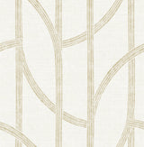Harlow Gold Curved Contours Wallpaper with Metallic Textured Linen-Effect Stripes - A?Street Prints 4141-27139