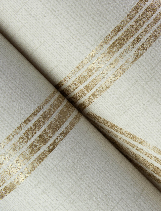 Harlow Gold Curved Contours Wallpaper with Metallic Textured Linen-Effect Stripes - A?Street Prints 4141-27139